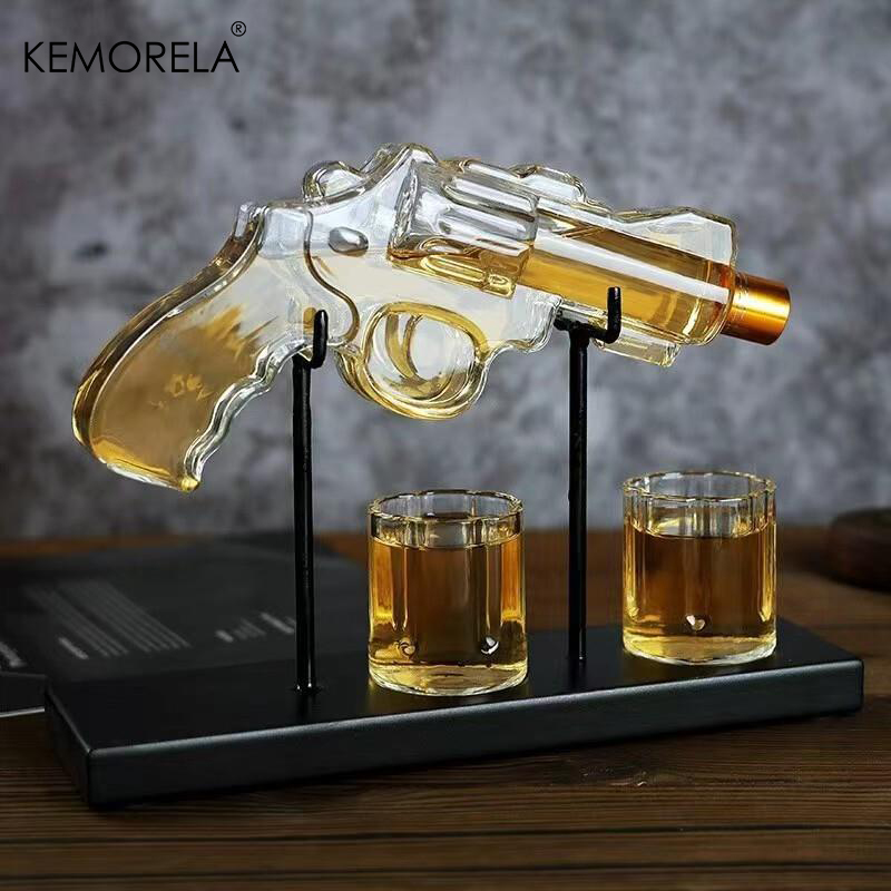 Glass Decanter Whiskey - KEMORELA Revolver Glass Decanter Whiskey Glass