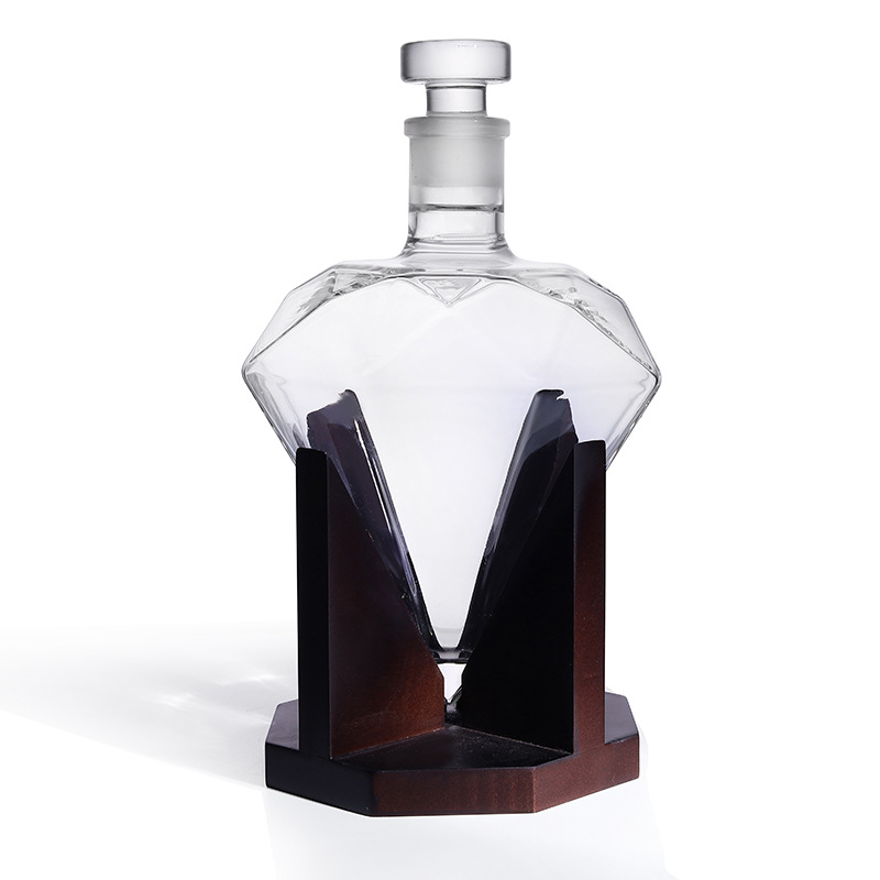 Glass Decanter Whiskey - Diamond-Cut Whiskey Decanter 850ml - Borosilicate