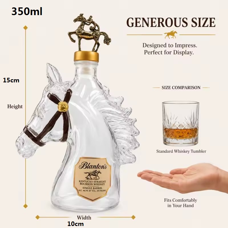 350ml Horse Shaped Glass Whisk - огляд і ціна Glass Decanter Whiskey